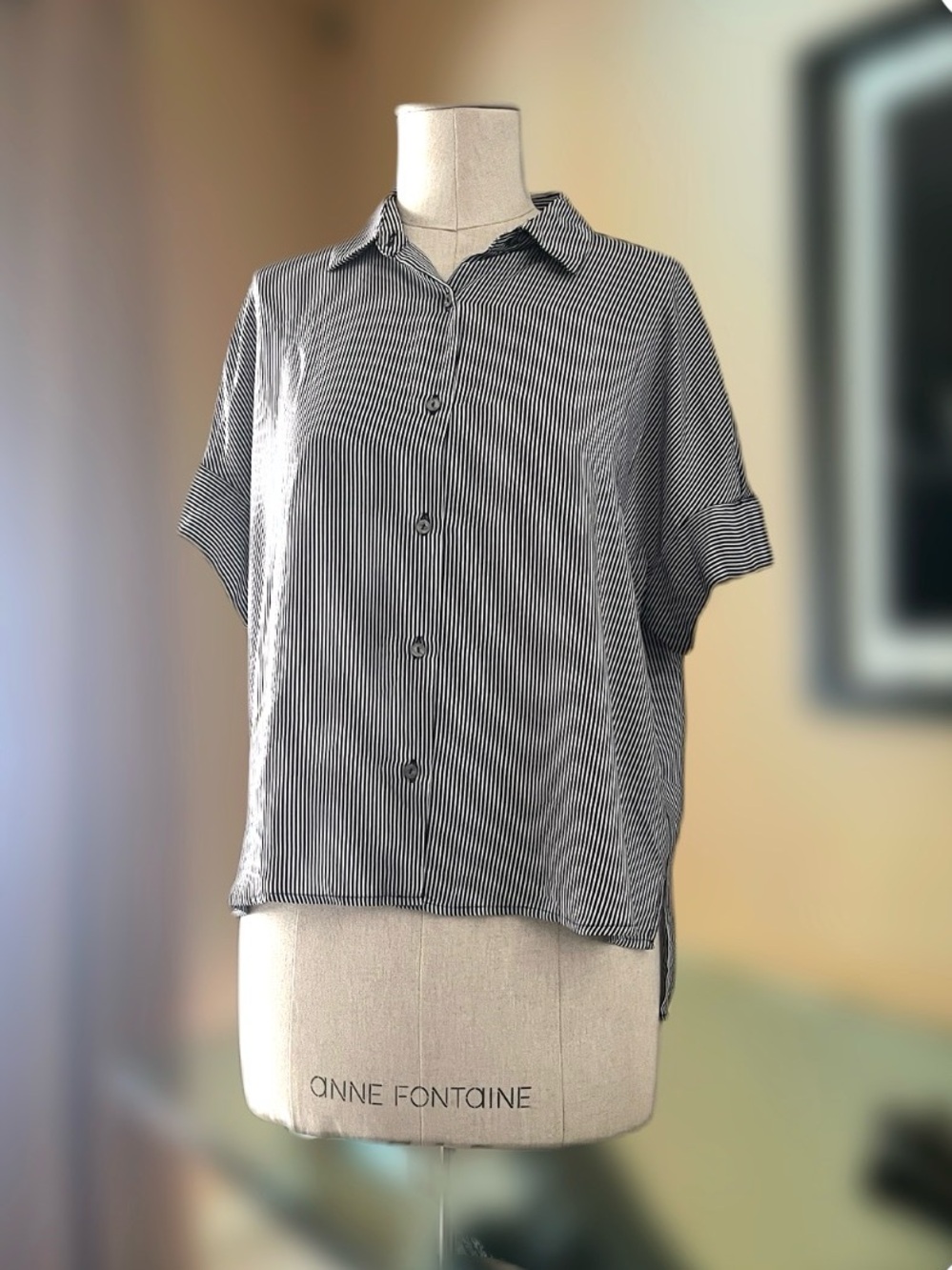 Rachel Zoe Black and White Pinstripe Button-Down Shirt